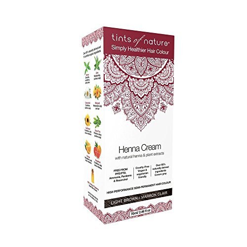 Tints of Nature Light Brown Semi-Permanent Henna Cream Hair Colour, Ammonia-Free and 95% Natural, 2.37 fl oz