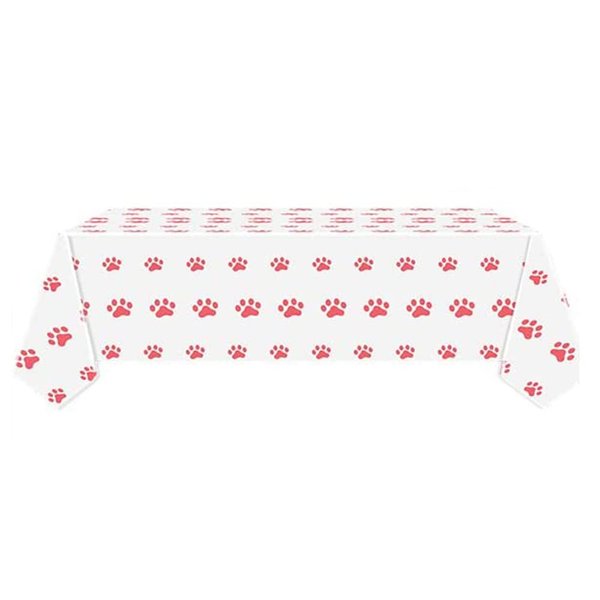 1pcs Pink Dog Paw Tablecloth Disposable Tablecover Birthday Party Supplies and Decorations for Kid Boy Baby Shower Rectangle Tables 71"X54",1 Pack