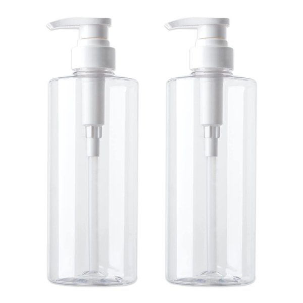 20 oz Hand Soap Dispenser Clear Plastic Pump Bottles with Waterproof Label for Bathroom Kitchen, Empty Refillable Liquid Container, 2 Pack
