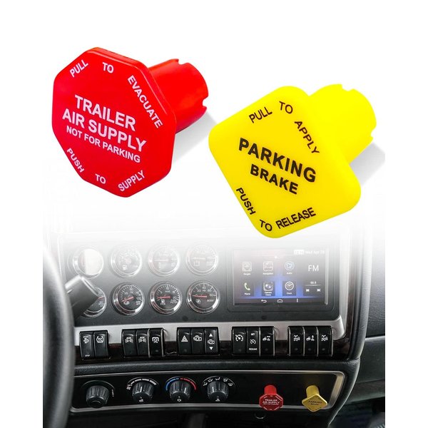 TIKSCIENCE Parking and Air Brake Knobs for Threaded Semi Trucks Fit for Peterbilt Kenworth Volvo Western Star Truck Red Trailer Supply Knob Parking Brake Knob Yellow Replace Bendix 298818 298817