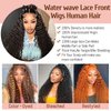 ozkan 13x6 Water Wave Wig Human Hair HD lace Front Water Wave Curly Wigs 13x6 Lace Frontal Water Wave Wigs Pre Plucked with Baby Hair Soft and Smooth Natural Black 26Inch