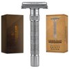 VIKINGS BLADE Adjustable Double Edge Safety Razor + Luxury Case. Smooth, Reusable, Eco-Friendly (The Emperor “Frosted Chrome”)