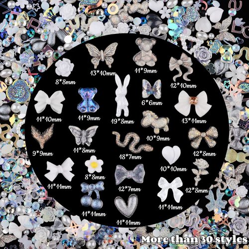 Umillars 3D Yellow Flowers Nail Art Charms Rhinestones Kit,Acrylic Camellia Rose Flower Butterfly Bowknot Crown Heart Charms for Nail Art Designs DIY Accessories Craft (Set 15)