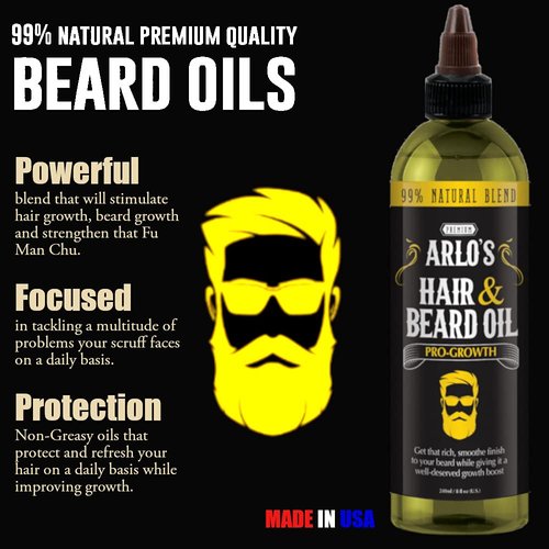Arlo's Pro-Growth Hair and Beard Oil 8 oz. - Hair Oil, Mustache Oil and Beard Oil Growth