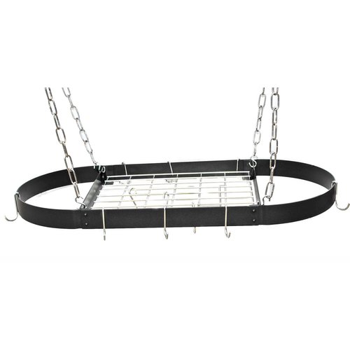 37.5" Black and Chrome Oval Pot Rack