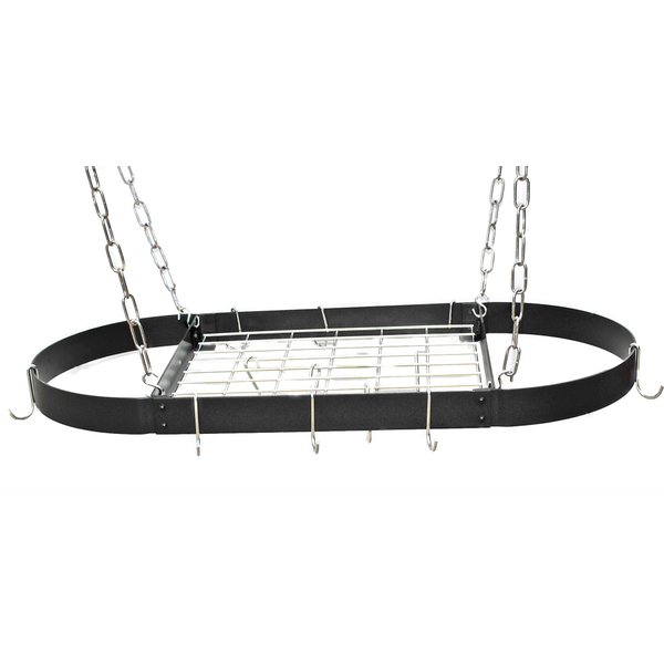 37.5" Black and Chrome Oval Pot Rack