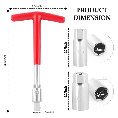 Aokdom Spark Plug Wrench with 13/16 & 5/8 Spark Plug Socket Set - Universal Joint Spark Plug Removal Tool with Anti Slip T-Handle - Car Essentials Spark Plug Tool Fits Most Cars Trucks Motorcycles