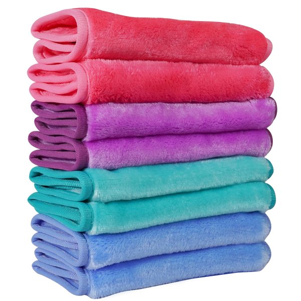 Nugilla Makeup Remover Cloths, 8 Packs Makeup Remover Towels Reusable Face Wash Cloth, Soft Makeup Remover Microfiber Face Cloth for Women