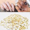 2Box Gold Nail Charms Hollow Moon Stars Nail Art Charms Nails Studs Mixed Metal Star Sriangle Nail Rivets Rhinestones 3D Alloy Star Nail Jewelry Nail Accessories for Women Girl DIY Nail Decoration Kit