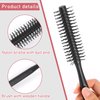 Boar Bristle and Nylon Curling Brush, Travel Hair Brush for Blow Drying, with Wood Handle - Roller Hairbrush for Women, Beard Brush for Men (Black & Red)