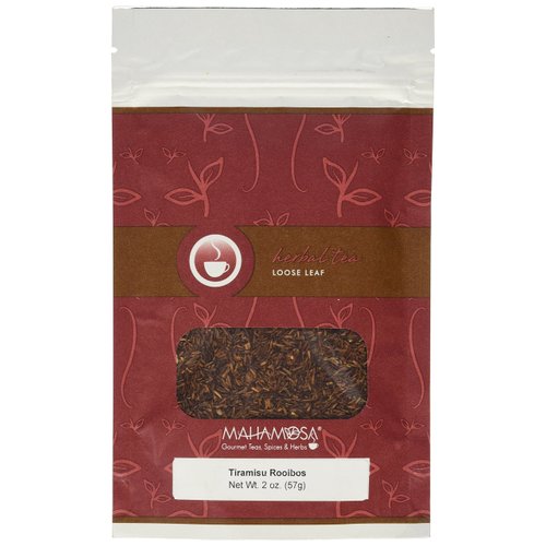 Mahamosa Tiramisu Rooibos Tea 2 oz, Loose Rooibos Herbal Tea Blend (with chocolate, coffee, caramel, yogurt) (dessert tea)