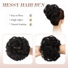 FESHFEN Messy Bun Hair Piece Hair Bun Scrunchies Darkest Brown Synthetic Wavy Chignon Ponytail Hair Extensions Thick Updo Hairpieces for Women Girls 1PCS