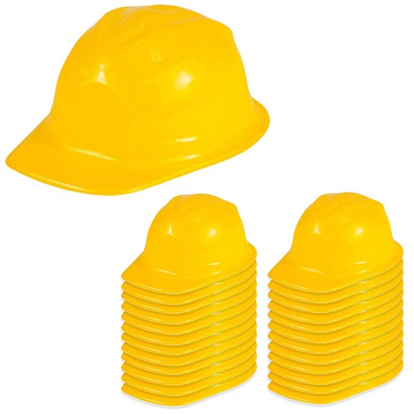 Child Construction Hats - Soft Plastic Construction Helmets by Funny Party Hats (24 Pack)
