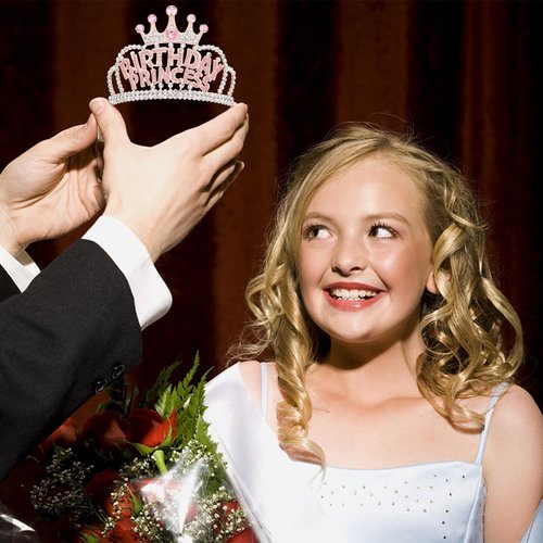 YARIEW Rose Gold Tiaras for Women, Birthday Princess Crown with Comb Tiaras and Crowns for Women Tiaras for Girls Birthday Girl Headband Princess Birthday Party Decorations Gifts