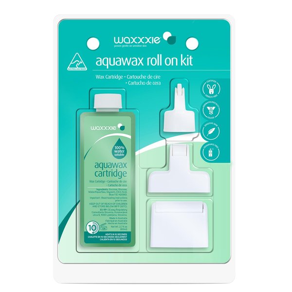 Waxxxie Aqua Wax Roll on Wax Kit - Water Soluble Strip Wax for Effortless Hair Removal with Salon Quality Results