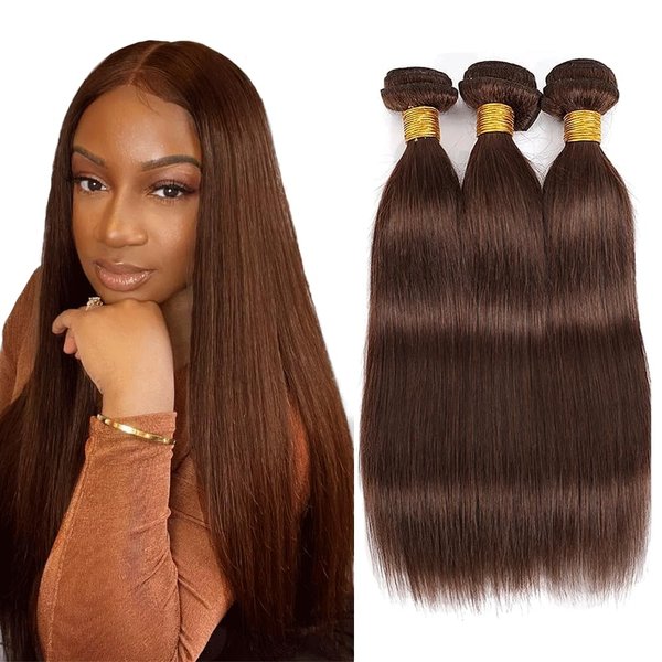 26 28 30 Inch Raivide Bundles Color #4 Bundles Brown Straight Human Hair Bundles 8A Grade Unprocessed Brazilian Virgin Hair Color #4 Straight Bundles Human Hair Dark Brown Bundles