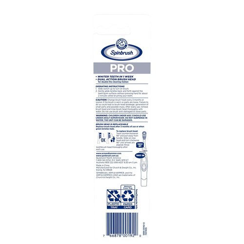 Arm & Hammer Spinbrush Pro Series White Electric Toothbrush Replacement Brush Heads Refills, Soft Bristles, 2 Count - 2 Pack (Includes 4 Brush Heads Total)
