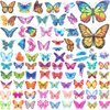 PAGOW 20 Sheets Glitter Butterfly Temporary Tattoos Self-adhesive Gift for Women Girl Fake Fairy Flower Waterproof Stickers for Halloween Party Favor Stuffers Fillers Face Body Arm Decoration(Style 4)