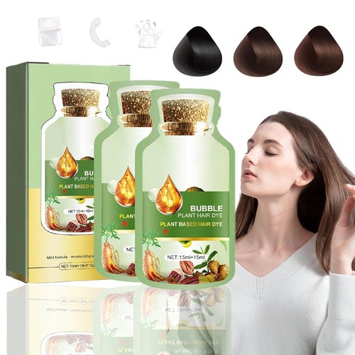 Zhnnt Natural Plant Hair Dye,New Botanical Bubble Hair Dye 30ml10packs/Box,Natural Plant Hair Shampoo Dye For Grey Hair Coverage，Women And Men (Natural Black)