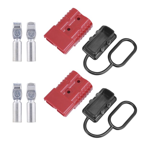 MUYI 2-4 Gauge 175A Battery Cable Quick Connect/Disconnect Wire Harness Plug Connector for Recovery Winch Auto Car Trailer(2pcs Red)
