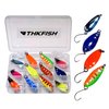THKFISH Spoon Fishing Lures for Trout Spoons Hard Baits Single Hook Trout Lures Metal Fishing Lures for Char Perch 12Pcs