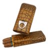AMANCY Classical Brown Crocodile Pattern Leather Cigar Holder Case with 2 Triple Jet Cigar Lighter and Cutter,Great Cigar Gift Kit for Men