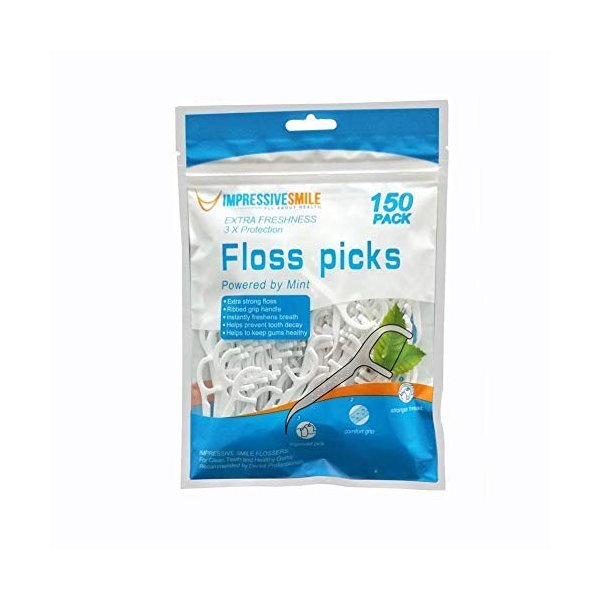 Impressive Smile Floss Picks Mint Flavor | Extra Strong | 150-Count | 1-Pack