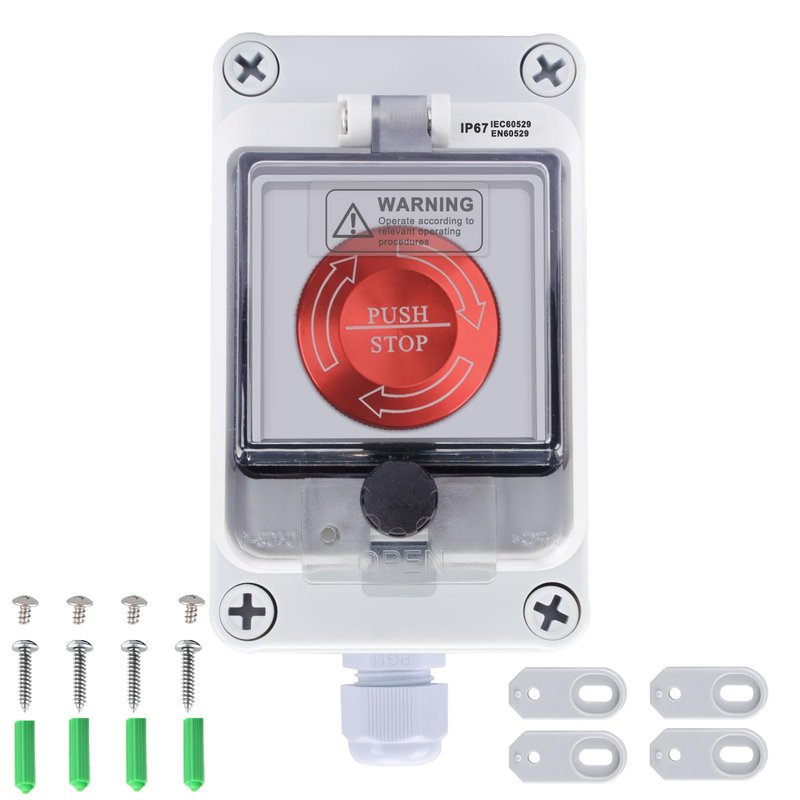 Emergency Stop Button 10 Amp 22mm Latching Push Button Switch, Aluminum ...