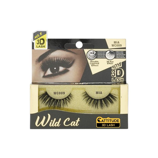 CATTITUDE 3D LASHES Mia Wild Cat False Eyelashes, Lightweight & Reusable, Cruelty-Free