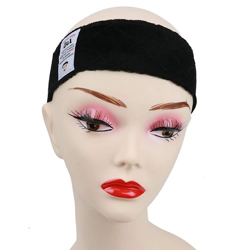 GEX Wig Grip Band Flexible Velvet Scarf Head Hair Band Wig Band with Adjustable Fastern (Dark Black)