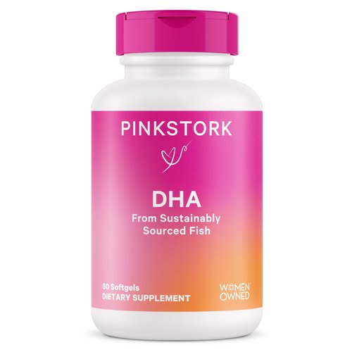 Pink Stork Prenatal DHA - 540 mg Omega 3 Fish Oil Supplements with DHA and EPA, Pregnancy and Postpartum Essentials for Cognitive Health + Fetal Development - 60 Softgels - Packaging May Vary