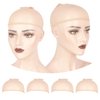 WeKen Individual Package Wig Cap, 4PCS Beige Mesh Wig Cap Net, Two End Open Mesh Net Wig Caps, Liner Weaving Caps for Women, Men, Kids