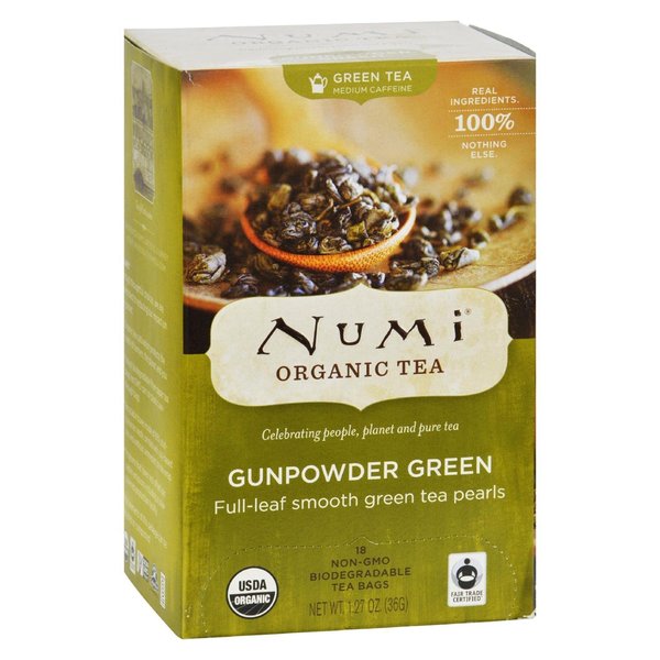 Numi Organic Tea Gunpowder Green Temple Heaven Green Tea - 18 Count (Pack of 6)
