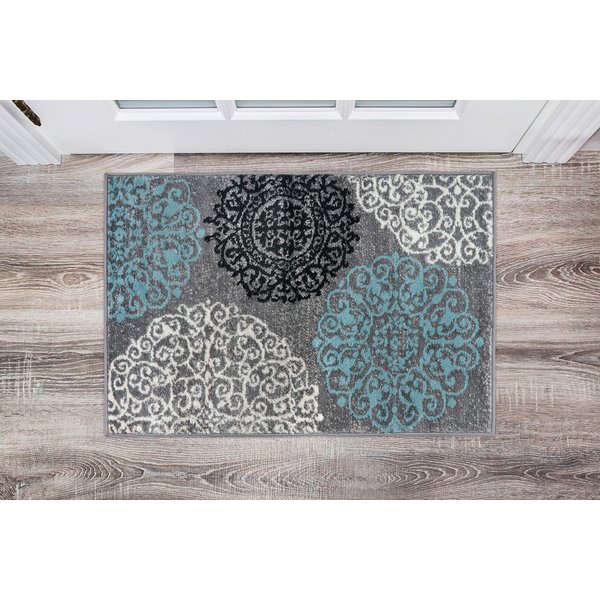Rugshop Contemporary Modern Floral Perfect for high Traffic Areas of Your Living Room,Bedroom,Home Office,Kitchen Area Rug 2' x 3' Gray