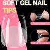 SANLUBA 450PCS 15 Sizes Extra Short Coffin Nail Tips Soft Gel Clear Press on Nails Half Matte Full Cover Acrylic Nail Pre-shape for Nail Extension