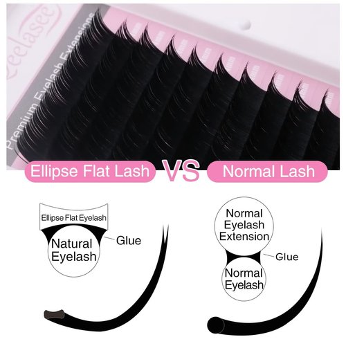 Matte Mink Flat Eyelash Extension 0.25 Ellipse Eyelashes False Mink Individual Eyelash Extension Professional Salon Used by Qeelasee (CC, 8-15mm)