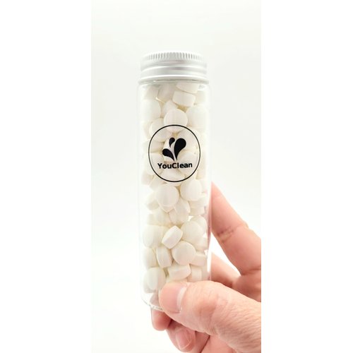 YouClean 90 Toothpaste Tablets in Refill/Recycle Glass Tube - for Travel and Daily Home Office Use - Nano Hydroxyapatite, Fluoride-Free, Vegan (Mint)