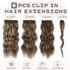 Vigorous Clip in Hair Extensions 20Inch Hair Extensions Clip Ins 6Pcs Natural Soft Synthetic Hairpieces for Women(Honey Blonde Mixed Chocolate Brown)