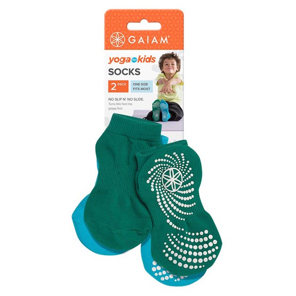 Gaiam Kids Yoga Socks (Pack of 2), Green/Blue