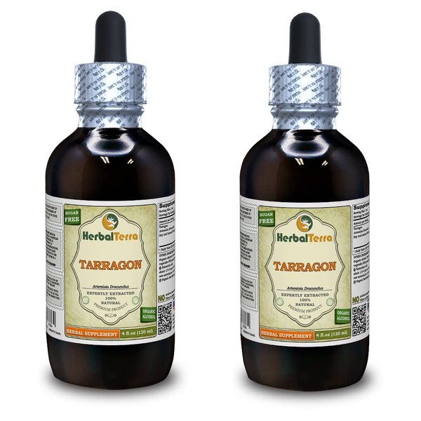 Tarragon (Artemisia Dracunclus) Tincture, Organic Dried Leaves Liquid Extract (Brand Name: HerbalTerra, Proudly Made in USA) 2x4 fl.oz (2x120 ml)