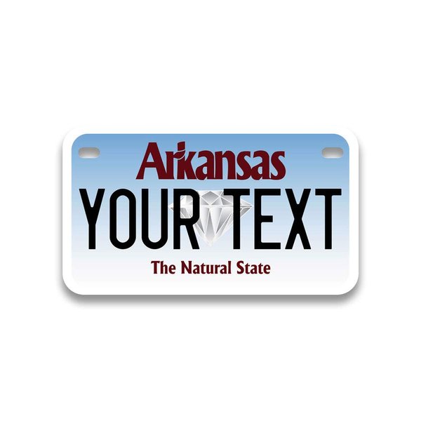 Personalized Mini License Plate | Choose from All 50 States | Bike License Plate | 7 x 4 inch | Custom License Plate for Kids Toy Car and Wagons | Golf Cart Accessories | ATV & Motorcycle (Arkansas)