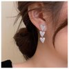 Sttiafay Vintage Heart Drop Earrings Long Heart Dangle Earrings Triple Heart Stud Earrings Silver Love Heart Earrings Jewelry for Women and Girls