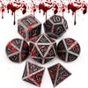 Haxtec Bloodstained Metal DND Dice Set Blood Polyhedral D&D Dice for Dungeons and Dragons Gift TTRPG Antique Metal Halloween Dice