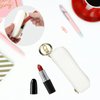 Bocasal Leather Lipstick Case Holder Chapstick Keychain Pouch, Zipper Lip Balm Lip Gloss Bag for Purse with Key Chain Elastic Band, Makeup Travel Organizer, Cosmetic Storage Kit for Women Girl (White)