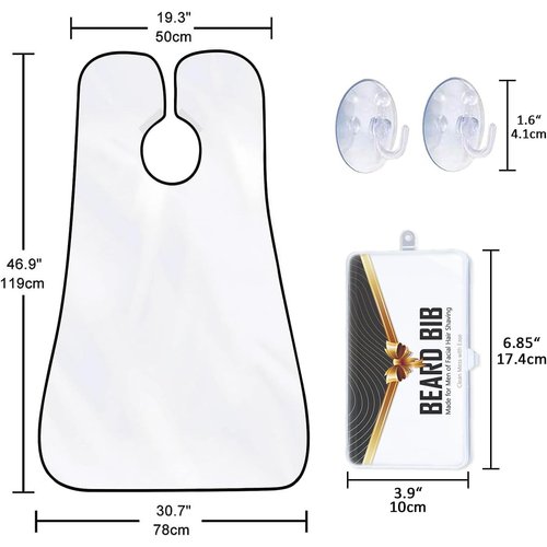 Beard Bib Beard Apron, Beard Hair Catcher for Men Shaving & Trimming Non-Stick Waterproof Beard Cape Grooming Cloth with 3 Suction Cups Birthday Gifts for Men Him Boyfriend, Christmas Gifts