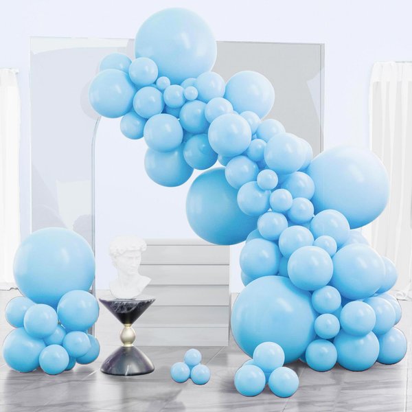 PartyWoo Light Blue Balloons, 140 pcs Matte Blue Balloons Different Sizes Pack of 18 Inch 12 Inch 10 Inch 5 Inch Blue Balloons for Balloon Garland Balloon Arch as Birthday Party Decorations, Blue-Y4