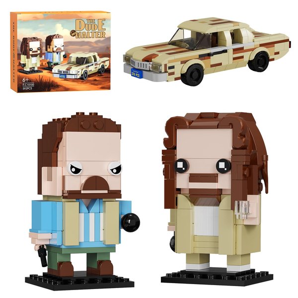 Great Lebowski Building Blocks Set with Car, Famous Crime Comedy Movies Figure Toy Models, Compatible with Lego, Suitable for Adults Fans Boys Kids, Aged 6+ (592PCS)