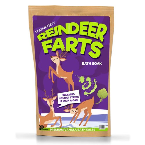 Reindeer Farts Fizzing Bath Soak - Unique Holiday Gag Gift for Kids - Funny Christmas Bath Gifts for Teens Unisex Fizzy Vanilla Bath Salts