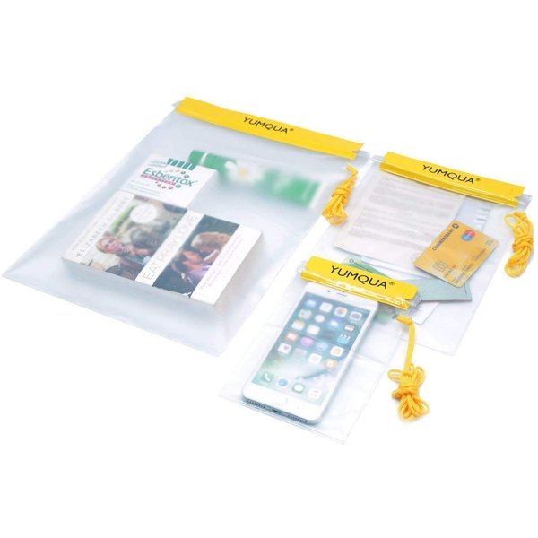 YUMQUA Clear Waterproof Bags, Water Tight Cases Pouch Dry Bags for Camera Mobile Phone Maps Pouch Kayak Military Boating Document Holder - 3 Piece Set