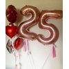 Rose Gold 24 Number Balloons, 40 Inch Giant Number 24 Balloons Foil Mylar Helium Rose Gold Number Balloons for 24th Birthday Party Supplies Anniversary Event Celebration Decorations